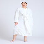 Tie Front Oversized Shirt Dress image number null