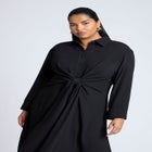 Tie Front Oversized Shirt Dress image number null