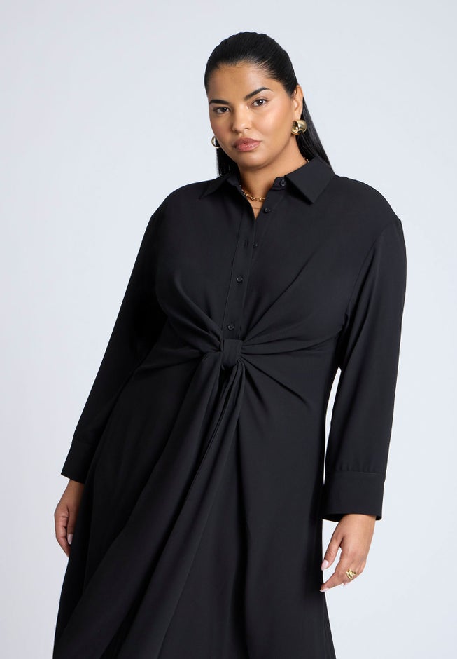 Tie Front Oversized Shirt Dress image number 3