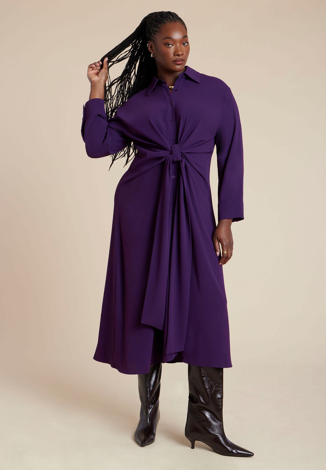 Tie Front Oversized Shirt Dress image number 0