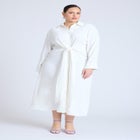 Tie Front Oversized Shirt Dress image number null