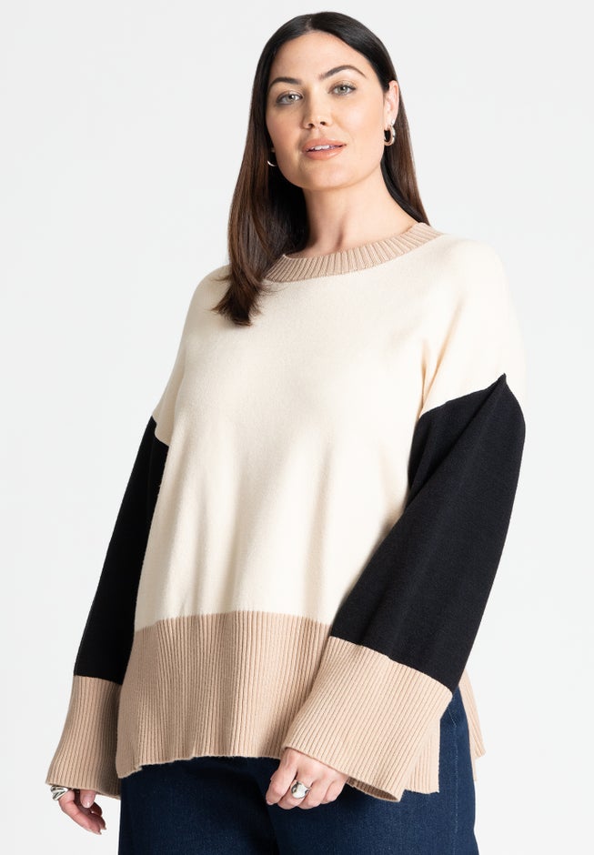 Colorblocked Relaxed Sweater image number null