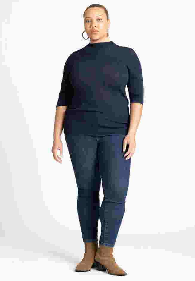 Sleek Funnel Neck Elbow Sleeve Sweater image number 2