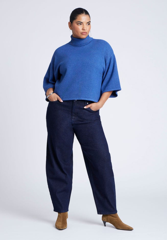 Boxy Three Quarter Sleeve Turtleneck image number 2