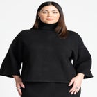 Boxy Three Quarter Sleeve Turtleneck image number null