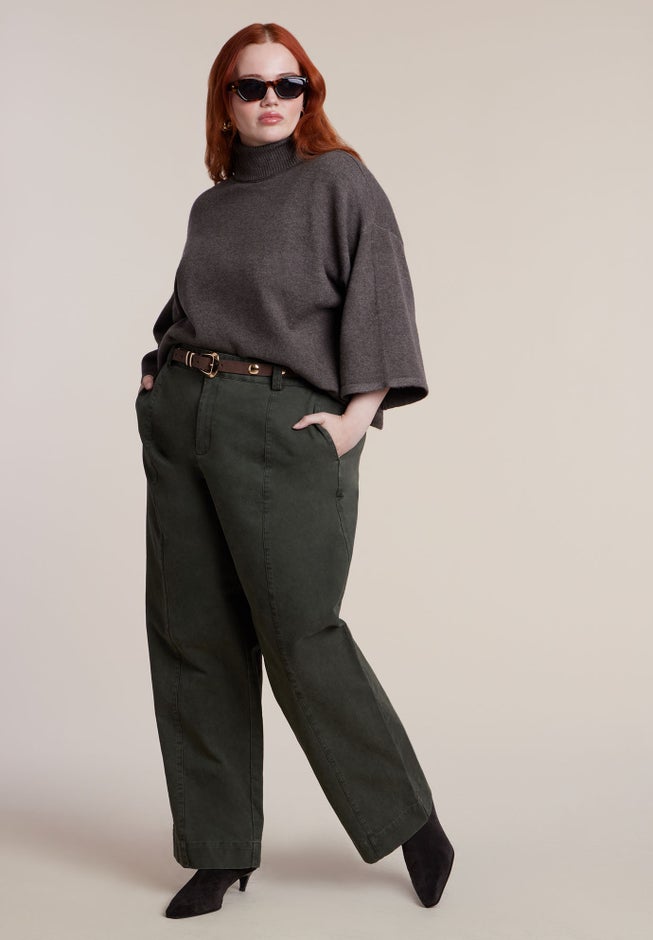 Boxy Three Quarter Sleeve Turtleneck image number 4