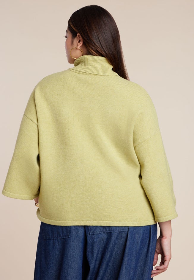 Boxy Three Quarter Sleeve Turtleneck image number 1