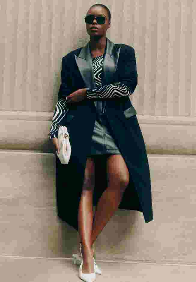 Long Coat With Faux Leather Details image number 0