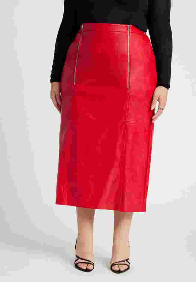 Faux Patent Leather Skirt With Zipper Detail image number 1