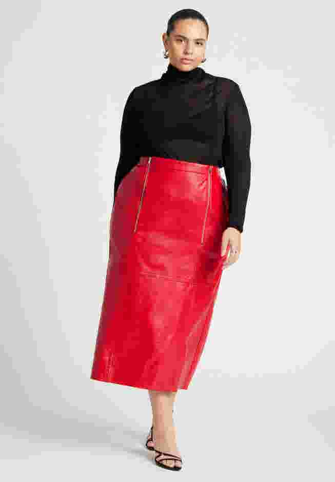 Faux Patent Leather Skirt With Zipper Detail image number 0