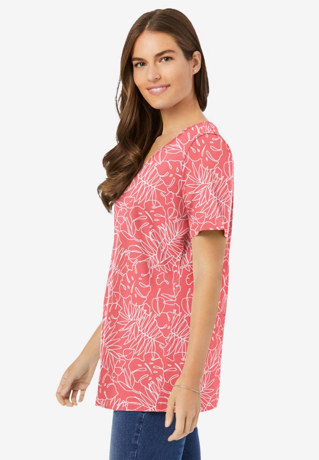 Perfect Printed Short-Sleeve V-Neck Tunic image number 2