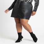 Faux Leather Mini Skirt With Zipper image number null