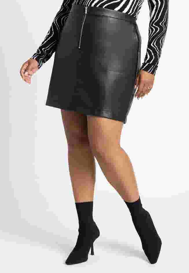 Faux Leather Mini Skirt With Zipper image number 2