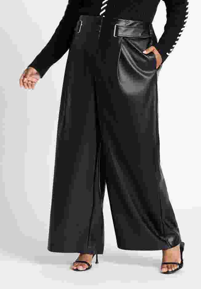 Faux Leather Pant With Belt Detail image number 2