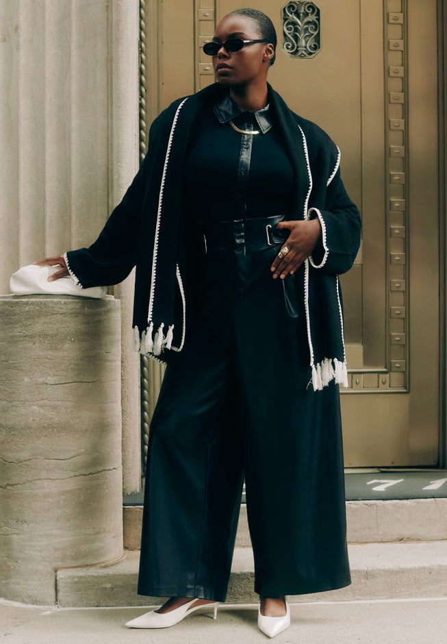 Faux Leather Pant With Belt Detail image number null