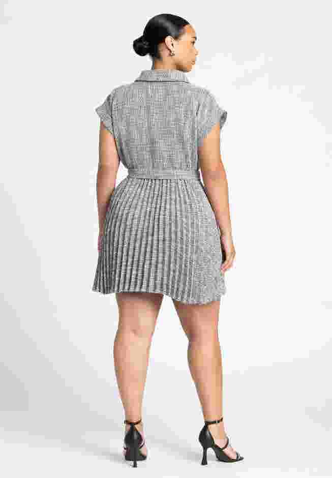 Tweed Pleated Mini Shirt Dress image number 1