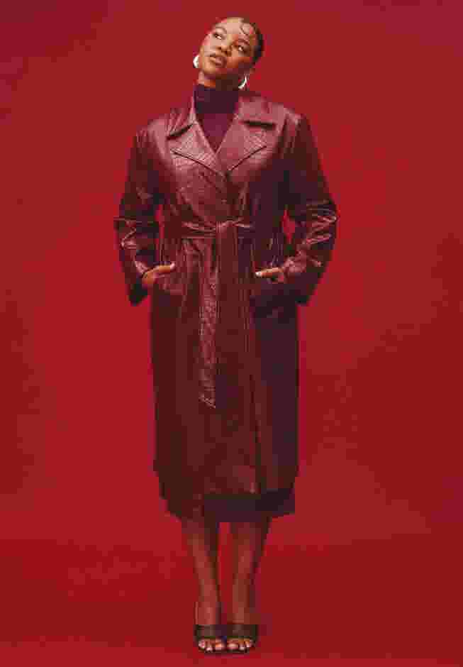 Croc Faux Leather Trench Coat image number 0