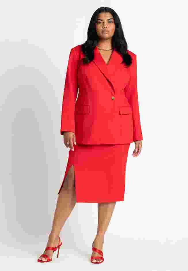Stretch Midi Skirt With Slit image number 1