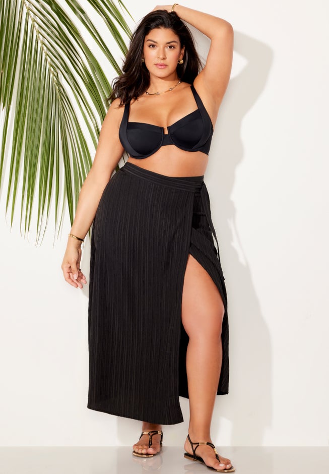 Crinkle Pleat Wrap Skirt Cover Up image number 0
