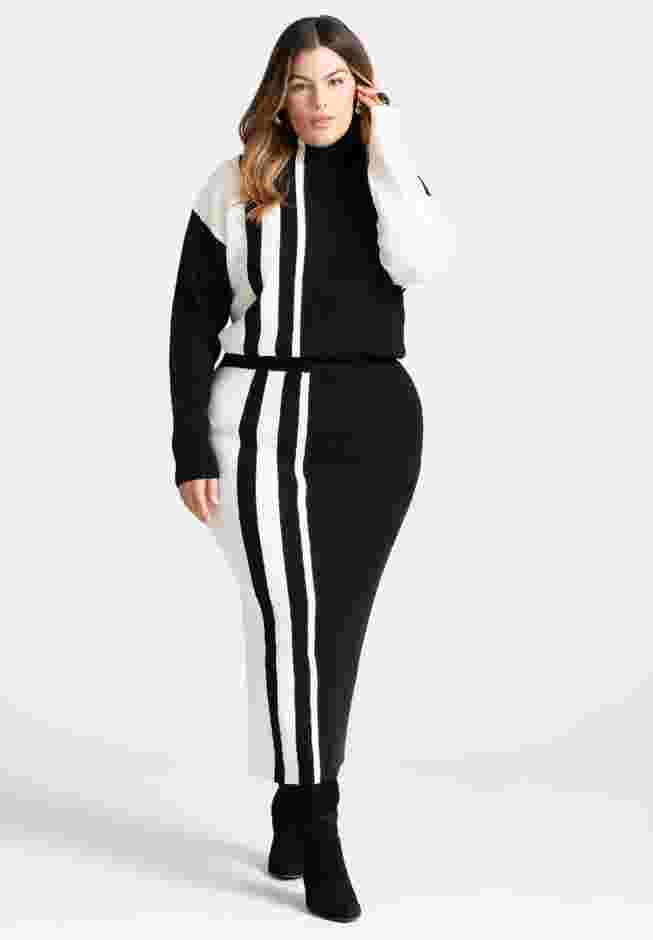Colorblocked Sweater Column Skirt image number 1