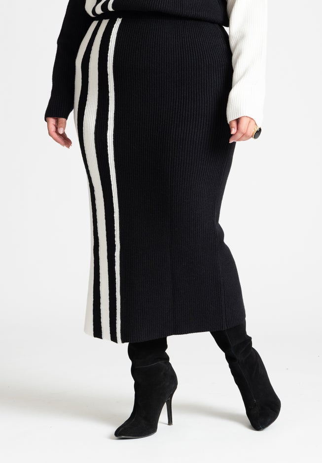 Colorblocked Sweater Column Skirt image number 2