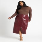 Croc Faux Leather Column Skirt image number null