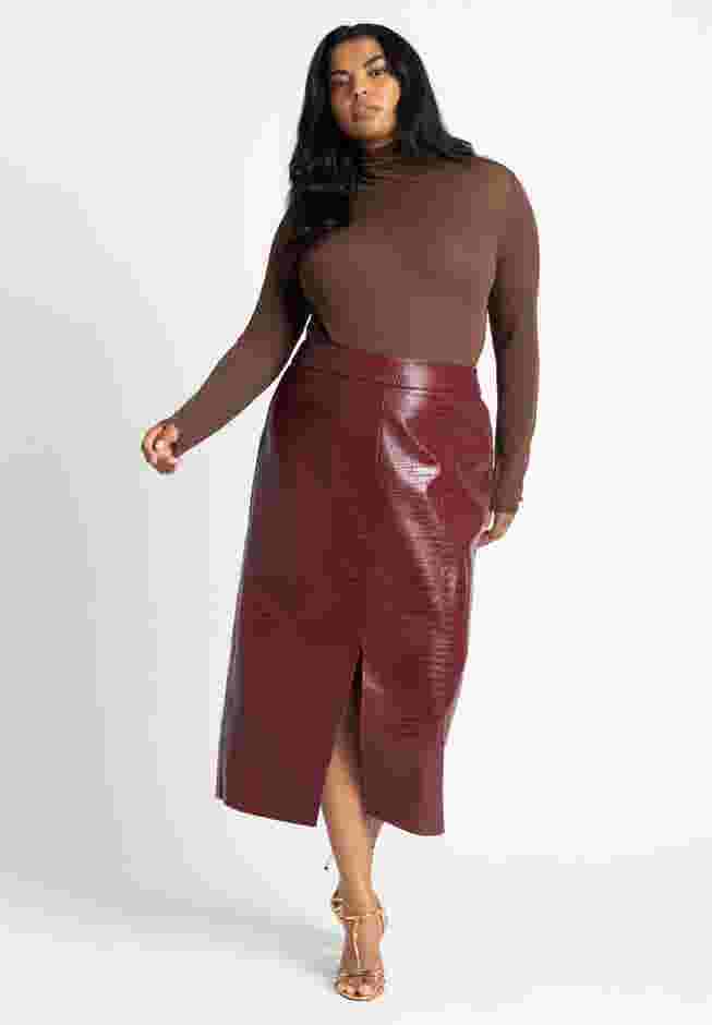 Croc Faux Leather Column Skirt image number 1