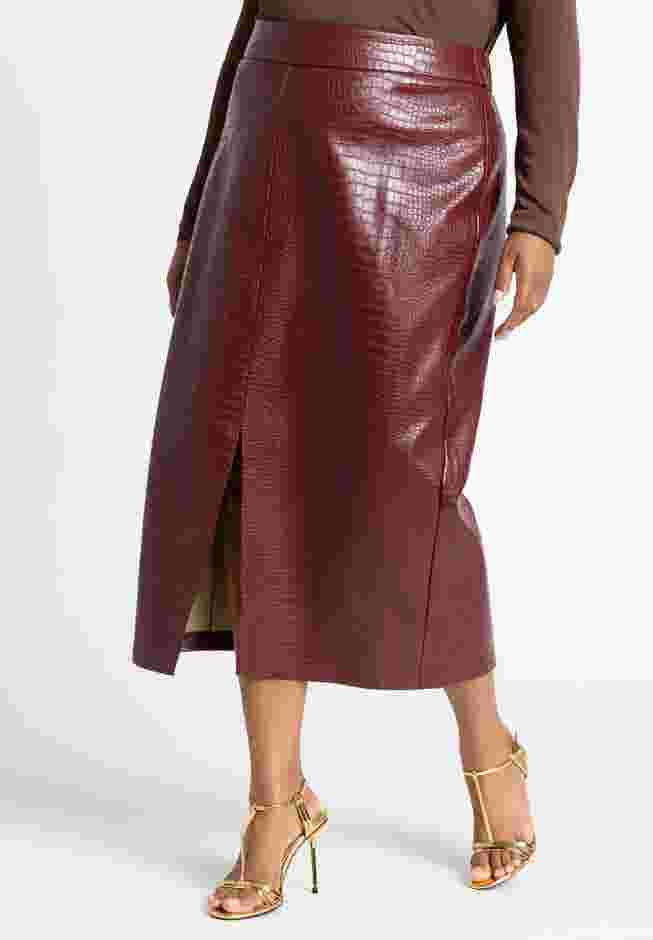Croc Faux Leather Column Skirt image number 2