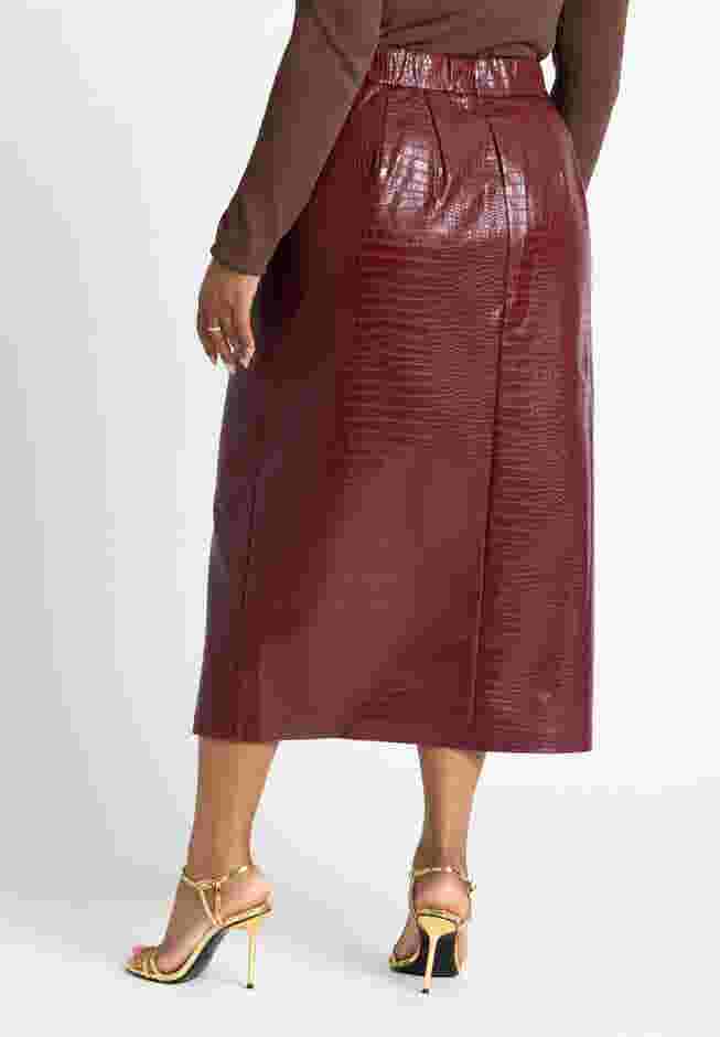 Croc Faux Leather Column Skirt image number 3