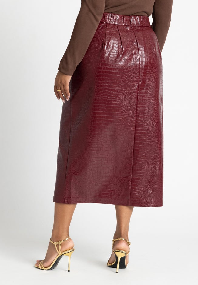 Croc Faux Leather Column Skirt image number 3