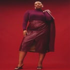 Croc Faux Leather Column Skirt image number null