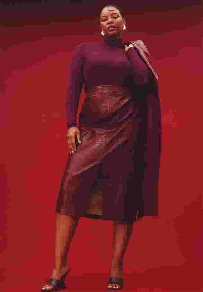 Croc Faux Leather Column Skirt image number 0