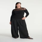 Mesh Panel Long Sleeve Top image number null