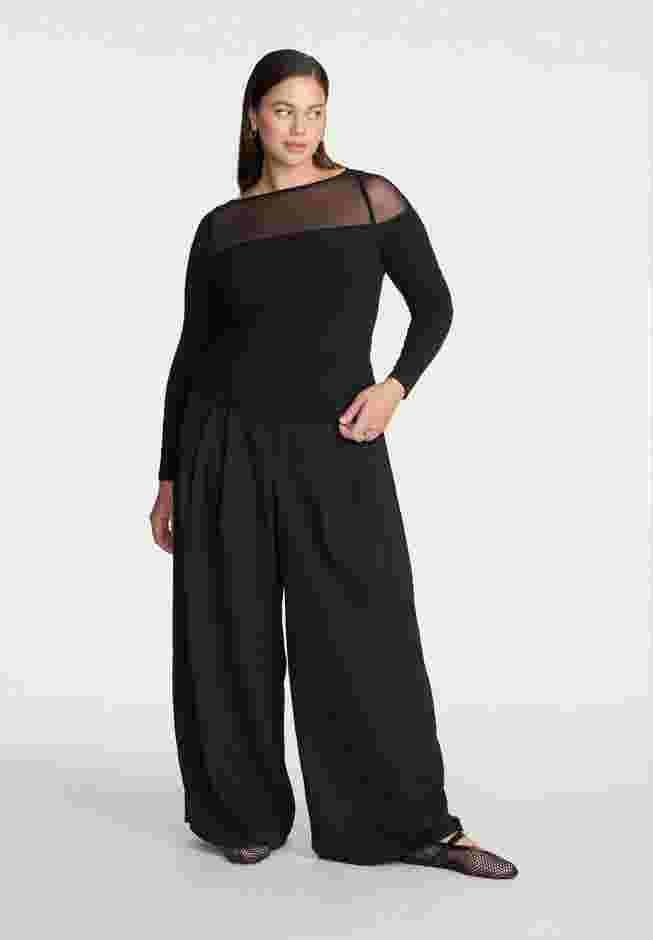Mesh Panel Long Sleeve Top image number 2