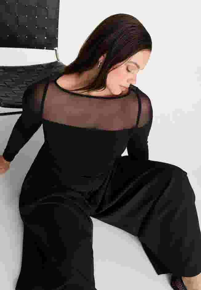 Mesh Panel Long Sleeve Top image number 3