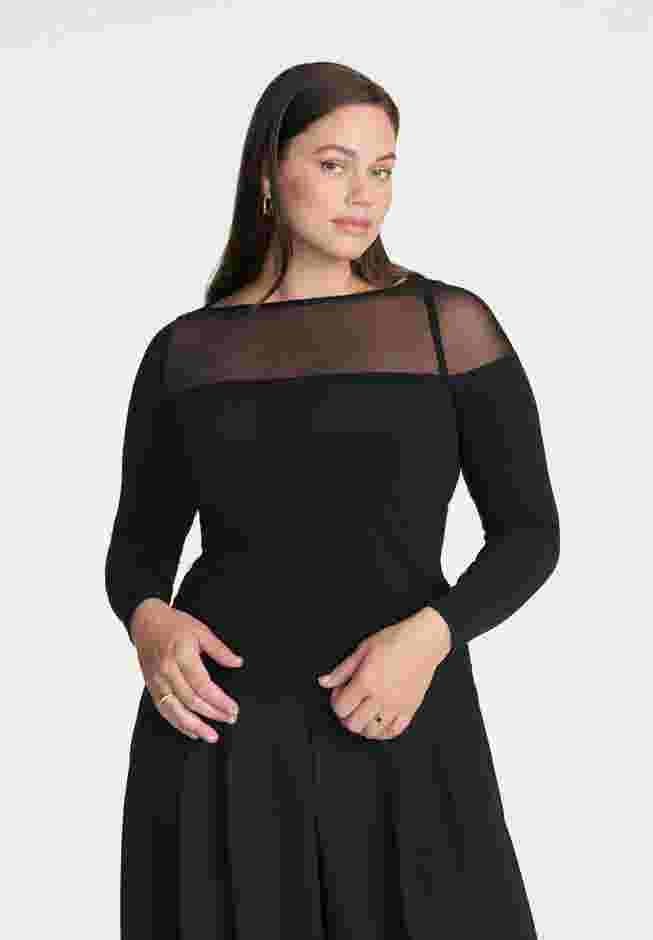 Mesh Panel Long Sleeve Top image number 0
