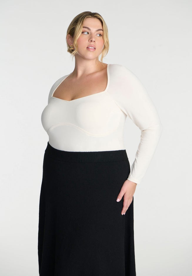 Sweetheart Neck Long Sleeve Top image number null