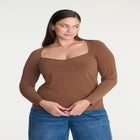 Sweetheart Neck Long Sleeve Top image number null