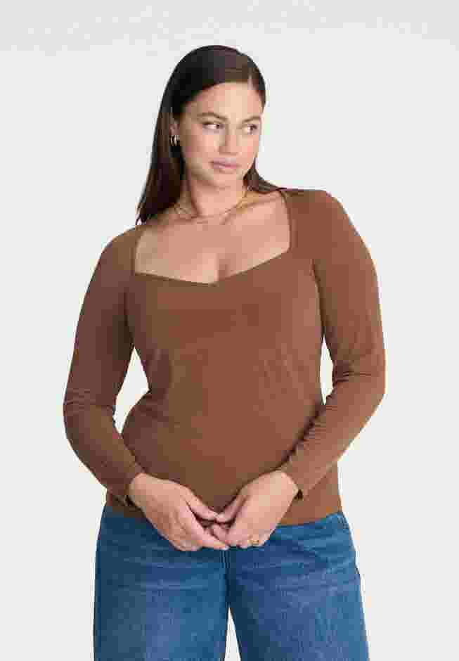 Sweetheart Neck Long Sleeve Top image number 0