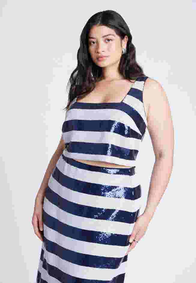 Sequin Striped Crop Top image number 0