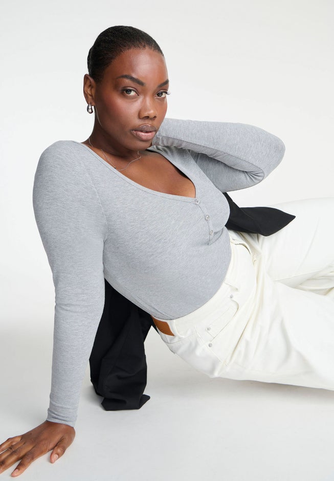 Soft Brushed Henley Long Sleeve image number null