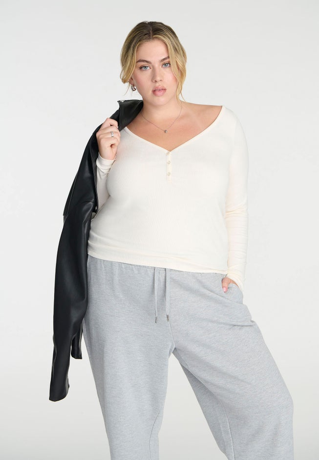 Soft Brushed Henley Long Sleeve image number 0