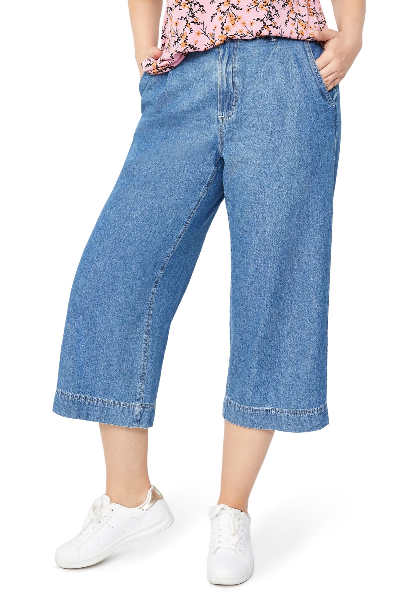 Lightweight Wide-Leg Crop Mid-Rise Elastic Waist Jeans image number 0