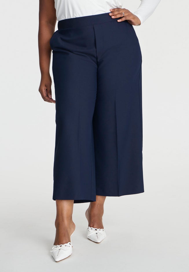 Woven Wide Leg Crop Pant image number null
