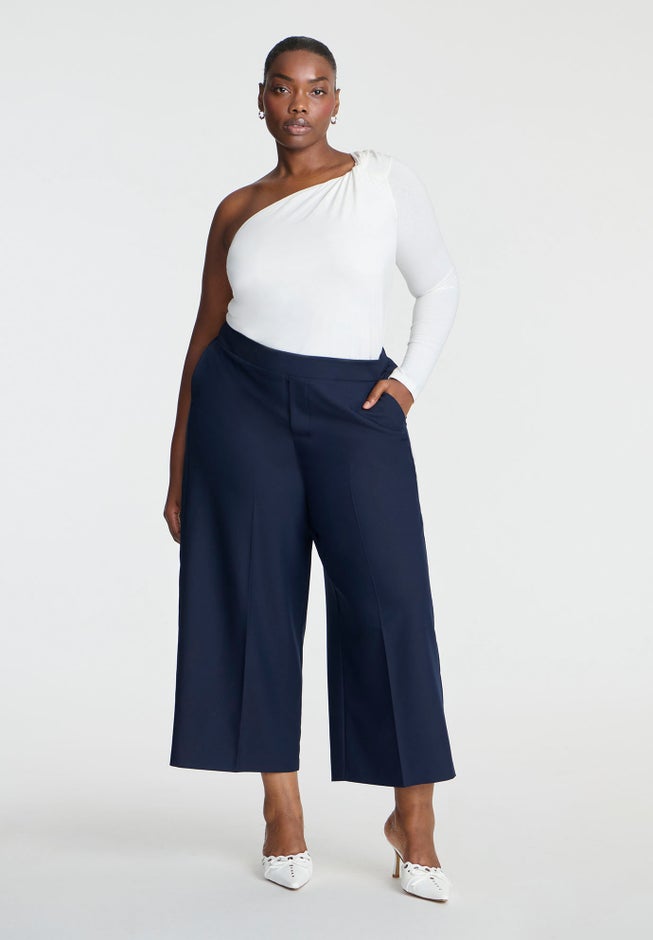 Woven Wide Leg Crop Pant image number null