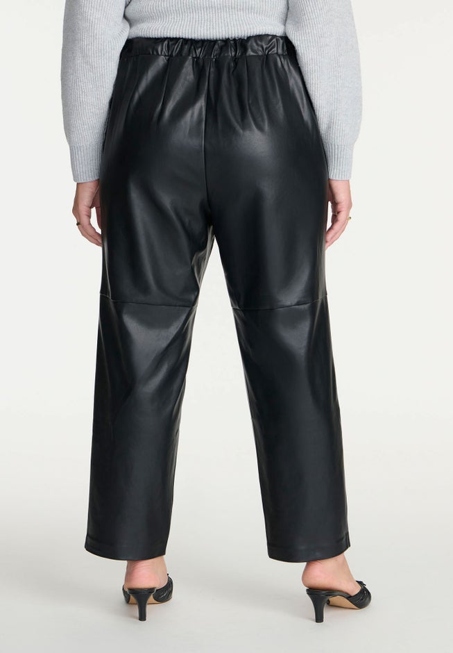 Woven Faux Leather Straight Leg Pant image number 2