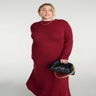 Funnel Neck Midi Sweater Dress image number null