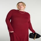 Funnel Neck Midi Sweater Dress image number null