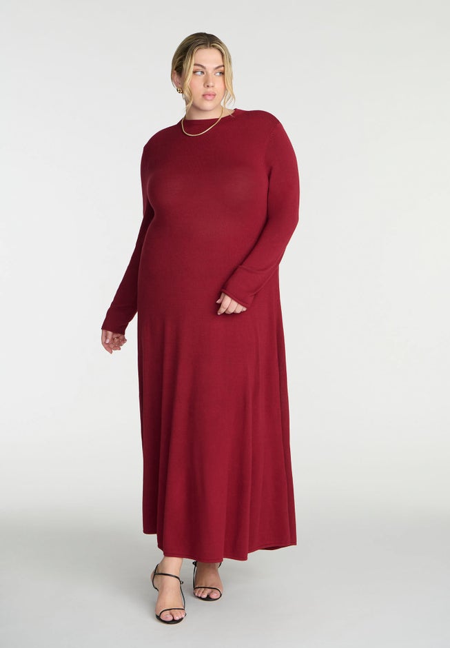 Funnel Neck Midi Sweater Dress image number 0