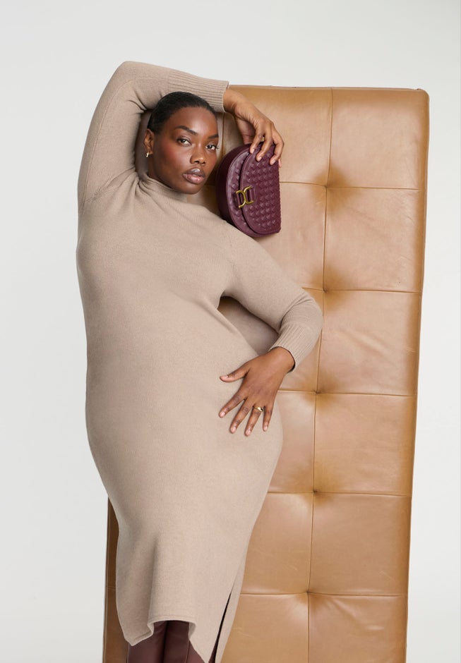 Mock Neck Maxi Sweater Dress image number null